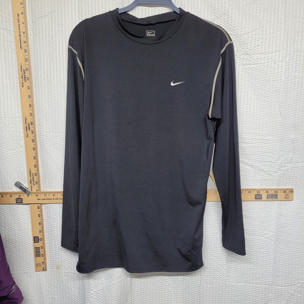 Nike Team Mens XXL Black Long Sleeve Performance Training Shirt Swoosh Logo